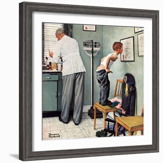 "Before the Shot" or "At the Doctor's", March 15,1958-Norman Rockwell-Framed Giclee Print