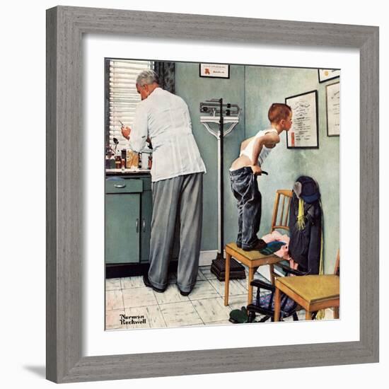 "Before the Shot" or "At the Doctor's", March 15,1958-Norman Rockwell-Framed Giclee Print