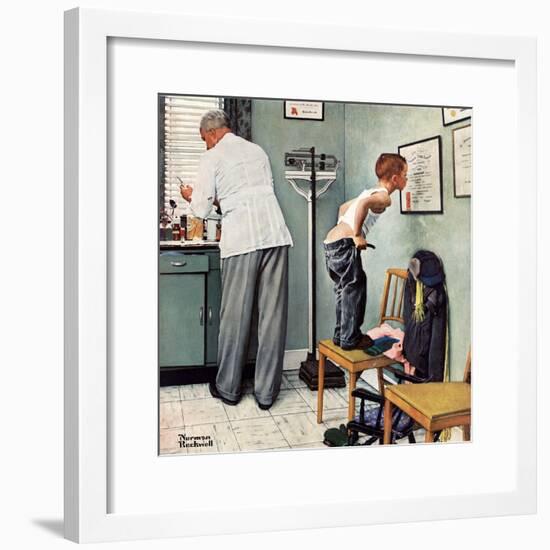 "Before the Shot" or "At the Doctor's", March 15,1958-Norman Rockwell-Framed Giclee Print