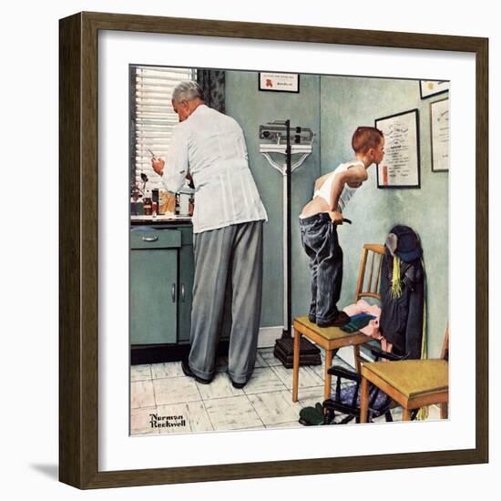 "Before the Shot" or "At the Doctor's", March 15,1958-Norman Rockwell-Framed Giclee Print