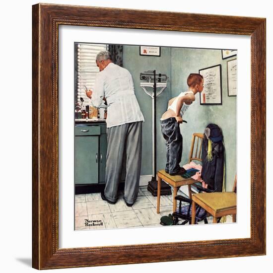 "Before the Shot" or "At the Doctor's", March 15,1958-Norman Rockwell-Framed Giclee Print