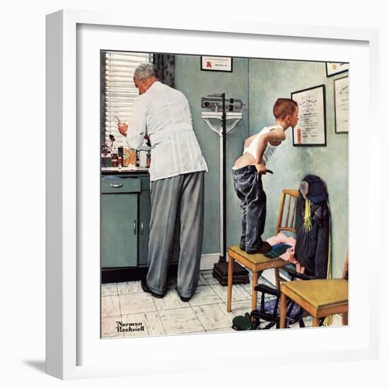 "Before the Shot" or "At the Doctor's", March 15,1958-Norman Rockwell-Framed Giclee Print