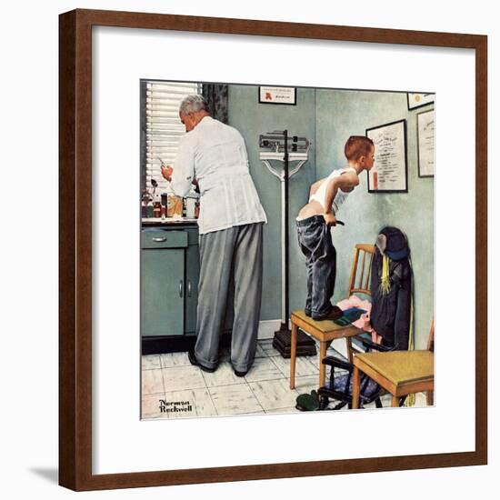 "Before the Shot" or "At the Doctor's", March 15,1958-Norman Rockwell-Framed Giclee Print