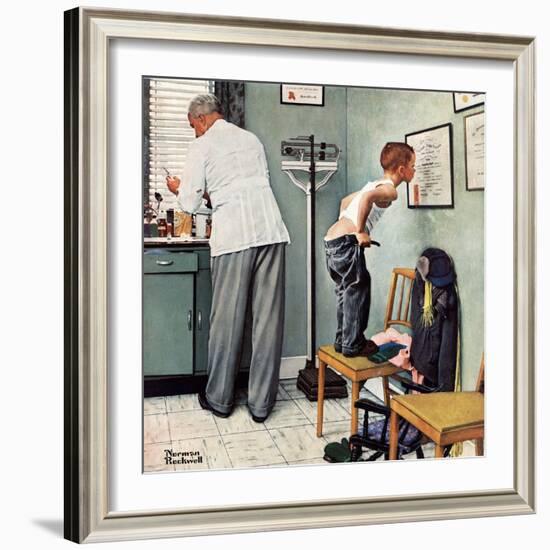 "Before the Shot" or "At the Doctor's", March 15,1958-Norman Rockwell-Framed Giclee Print