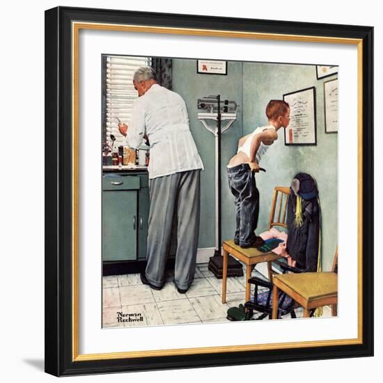 "Before the Shot" or "At the Doctor's", March 15,1958-Norman Rockwell-Framed Giclee Print