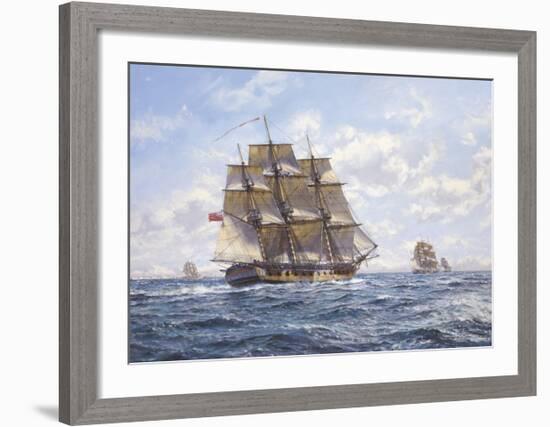 Before Trafalgar - R.N. Frigates Watch Off Cadiz-Roy Cross-Framed Premium Giclee Print