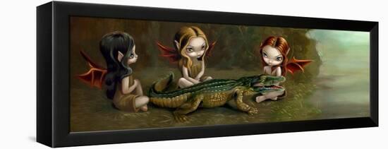 Befriending an Alligator-Jasmine Becket-Griffith-Framed Stretched Canvas