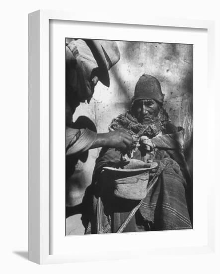 Beggar Being Given Coca Leaves-Eliot Elisofon-Framed Photographic Print