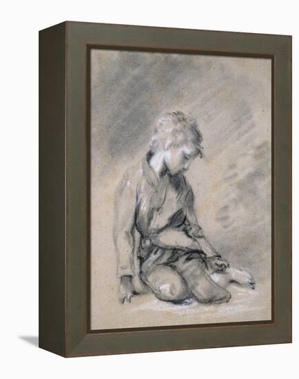 Beggar Boy, About 1780 (Black Chalk and Stump, Heightened with White, on Pale Buff Paper)-Thomas Gainsborough-Framed Premier Image Canvas