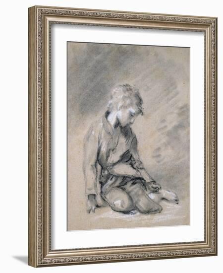 Beggar Boy, About 1780 (Black Chalk and Stump, Heightened with White, on Pale Buff Paper)-Thomas Gainsborough-Framed Giclee Print