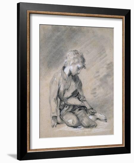 Beggar Boy, About 1780 (Black Chalk and Stump, Heightened with White, on Pale Buff Paper)-Thomas Gainsborough-Framed Giclee Print