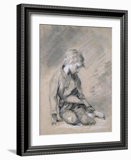 Beggar Boy, About 1780 (Black Chalk and Stump, Heightened with White, on Pale Buff Paper)-Thomas Gainsborough-Framed Giclee Print