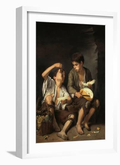 Beggar Boys Eating Grapes and Melons, 1645/46-Bartolomé Estéban Murillo-Framed Giclee Print