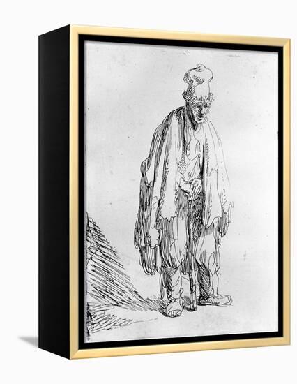 Beggar in a High Cap, C.1630 (Etching)-Rembrandt van Rijn-Framed Premier Image Canvas