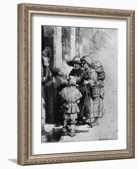 Beggars on the Doorstep of a House, 1648-Rembrandt van Rijn-Framed Giclee Print
