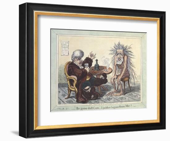 'Begone Dull Care, I Prithee Begone from Me', 1801 (Hand-Coloured Etching)-James Gillray-Framed Giclee Print