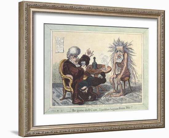 'Begone Dull Care, I Prithee Begone from Me', 1801 (Hand-Coloured Etching)-James Gillray-Framed Giclee Print