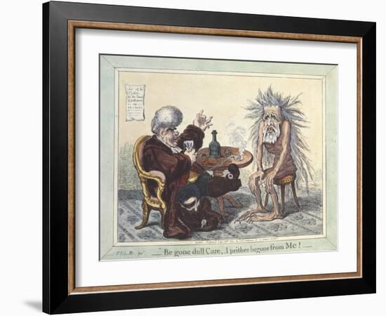 'Begone Dull Care, I Prithee Begone from Me', 1801 (Hand-Coloured Etching)-James Gillray-Framed Giclee Print