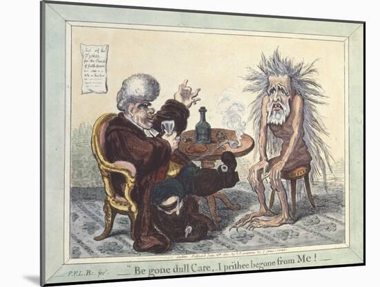 'Begone Dull Care, I Prithee Begone from Me', 1801 (Hand-Coloured Etching)-James Gillray-Mounted Giclee Print