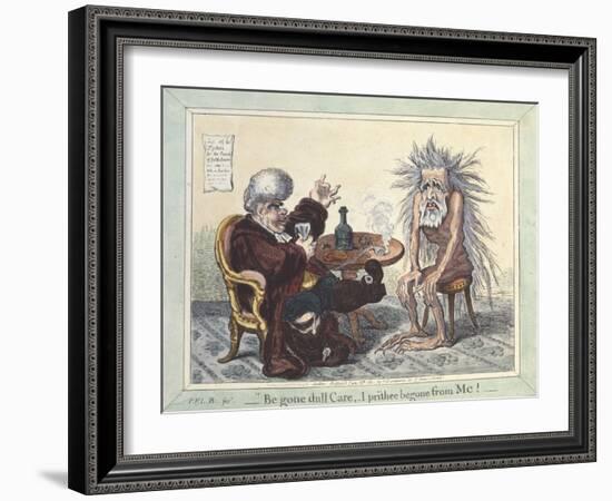 'Begone Dull Care, I Prithee Begone from Me', 1801 (Hand-Coloured Etching)-James Gillray-Framed Giclee Print