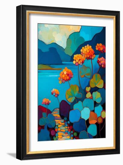 Begonia and Rolling Hills-Avril Anouilh-Framed Art Print