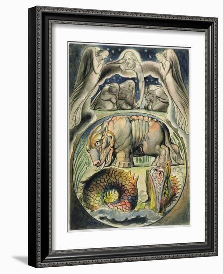 Behemoth and Leviathan, after William Blake (1757-1827) (Pen and Ink and W/C on Paper)-John Linnell-Framed Giclee Print