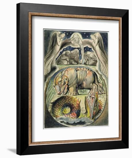 Behemoth and Leviathan, after William Blake (1757-1827) (Pen and Ink and W/C on Paper)-John Linnell-Framed Giclee Print