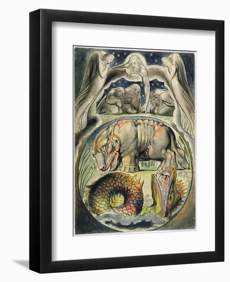 Behemoth and Leviathan, after William Blake (1757-1827) (Pen and Ink and W/C on Paper)-John Linnell-Framed Giclee Print