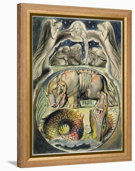 Behemoth and Leviathan, after William Blake (1757-1827) (Pen and Ink and W/C on Paper)-John Linnell-Framed Premier Image Canvas