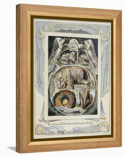 Behemoth and Leviathan from the Book of Job (Pl.15), C.1793 (Hand Tinted Line)-William Blake-Framed Premier Image Canvas