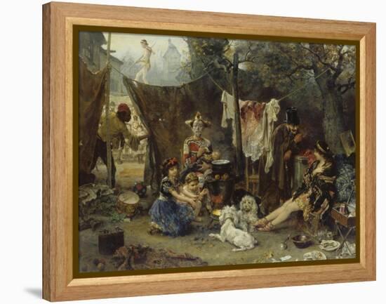 Behind the Curtain, 1880-Ludwig Knaus-Framed Premier Image Canvas