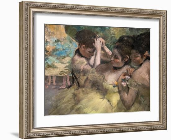 Behind the scenes (detail) also known as Yellow dancers-Edgar Degas-Framed Giclee Print