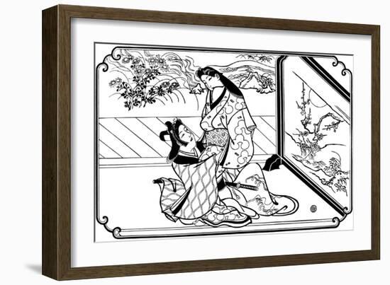 Behind the Screen, 1680S-Hishikawa Moronobu-Framed Giclee Print