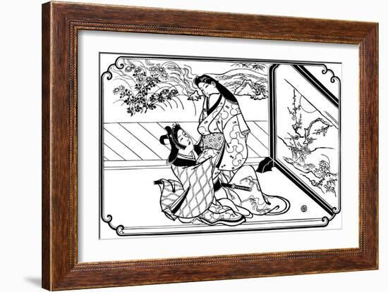 Behind the Screen, 1680S-Hishikawa Moronobu-Framed Giclee Print