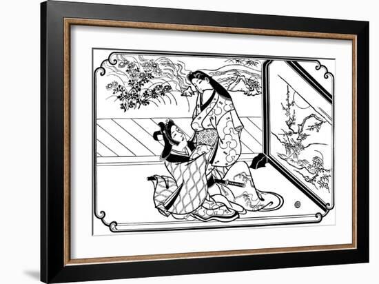 Behind the Screen, 1680S-Hishikawa Moronobu-Framed Giclee Print