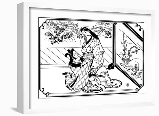 Behind the Screen, 1680S-Hishikawa Moronobu-Framed Giclee Print