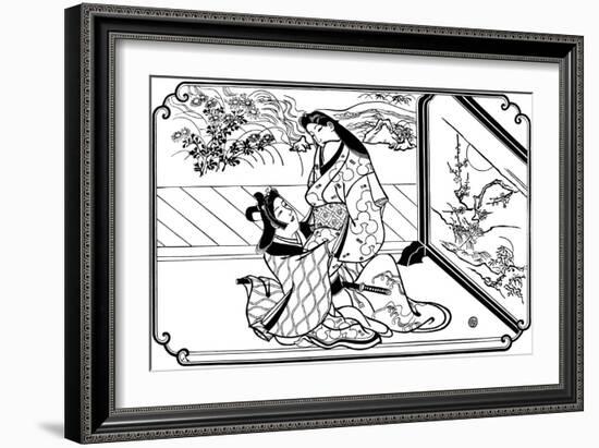 Behind the Screen, 1680S-Hishikawa Moronobu-Framed Giclee Print