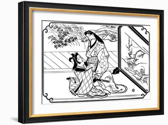 Behind the Screen, 1680S-Hishikawa Moronobu-Framed Giclee Print