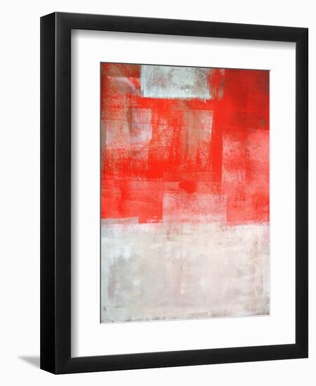 Beige And Coral Abstract Art Painting-T30Gallery-Framed Art Print