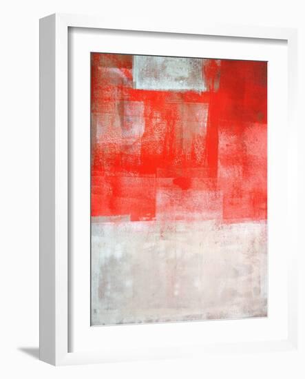 Beige And Coral Abstract Art Painting-T30Gallery-Framed Art Print