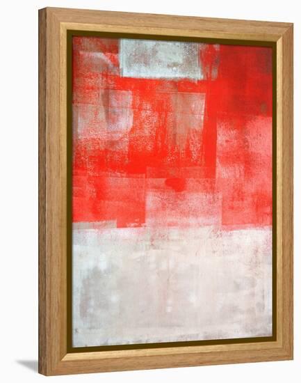 Beige And Coral Abstract Art Painting-T30Gallery-Framed Stretched Canvas