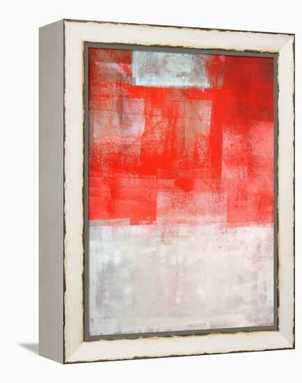 Beige And Coral Abstract Art Painting-T30Gallery-Framed Stretched Canvas