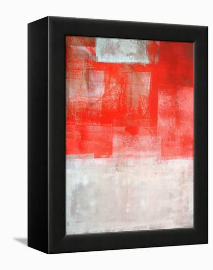 Beige And Coral Abstract Art Painting-T30Gallery-Framed Stretched Canvas