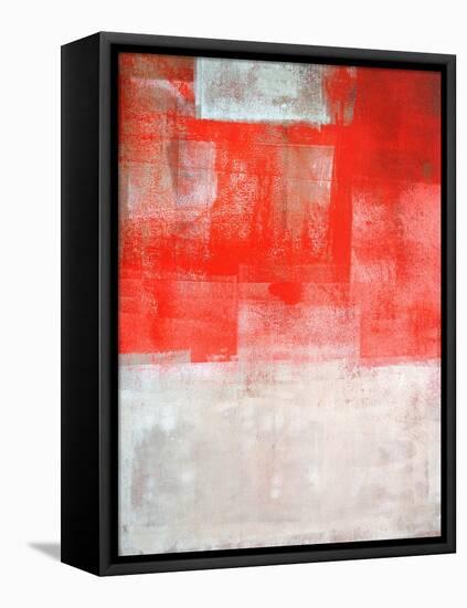 Beige And Coral Abstract Art Painting-T30Gallery-Framed Stretched Canvas