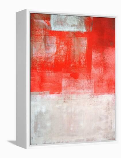 Beige And Coral Abstract Art Painting-T30Gallery-Framed Stretched Canvas