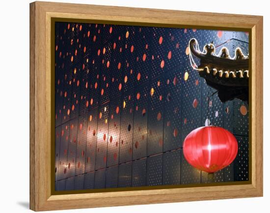 Beijing, Chinese New Year Spring Festival - Lantern Decorations on a Restaurant Front, China-Christian Kober-Framed Premier Image Canvas