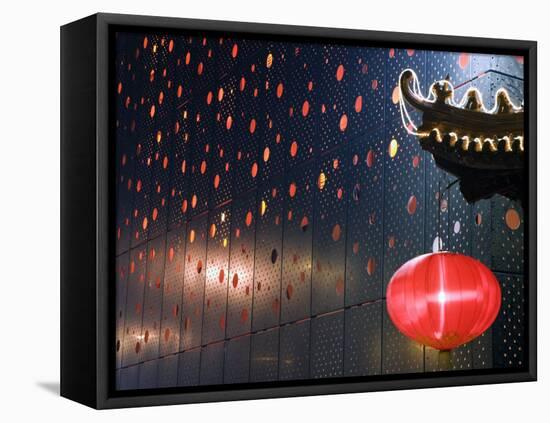 Beijing, Chinese New Year Spring Festival - Lantern Decorations on a Restaurant Front, China-Christian Kober-Framed Premier Image Canvas