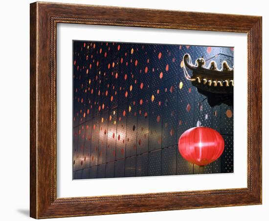 Beijing, Chinese New Year Spring Festival - Lantern Decorations on a Restaurant Front, China-Christian Kober-Framed Photographic Print