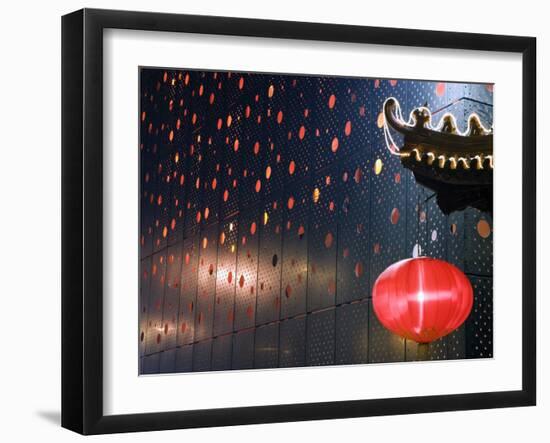 Beijing, Chinese New Year Spring Festival - Lantern Decorations on a Restaurant Front, China-Christian Kober-Framed Photographic Print