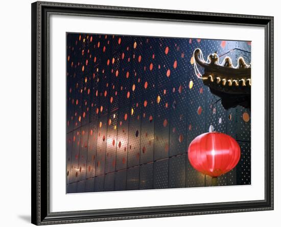 Beijing, Chinese New Year Spring Festival - Lantern Decorations on a Restaurant Front, China-Christian Kober-Framed Photographic Print